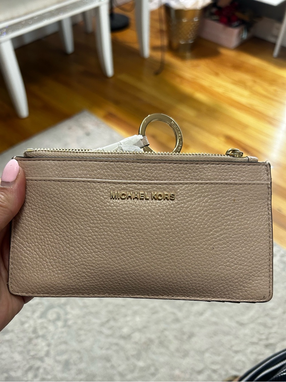 Michael Kors Small Pebbled Leather Wristlet with Gold Hardware